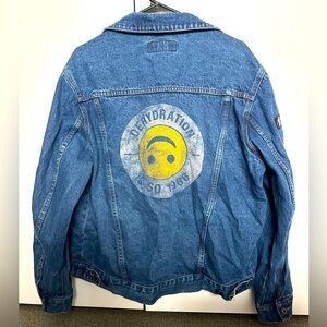 Novelty Pedialyte Port Authority Denim Jacket Sz Large “Dehydration Is So 1966”